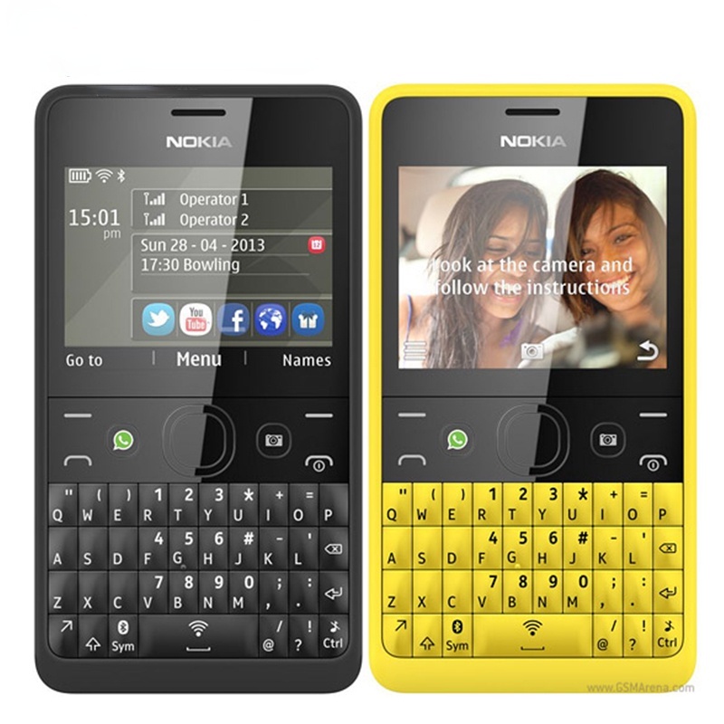 Nokia Asha 210 (2013) Dual Sim Cards /One Sim Card ปลดล็อค GSM 2.4 2MP QWERTY คีย์บอร์ดโทรศัพท์มือถื