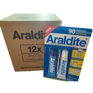 ARALDITE กาวอีพ็อกซี่ รุ่น Standard แบบแพ็คผสม 2 หลอด (สีฟ้า/ใส)แห้งช้า 90 นาที กล่อง 12 ชุด ผลิตปี2022