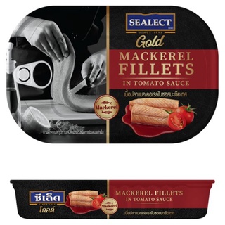 🔥อย่างดี🤩!! ซีเล็ค โกลด์ เนื้อปลาแมคเคอเรลในซอสมะเขือเทศ 90กรัม Sealect Gold Mackerel Fillets in Tomato Sauce 90g