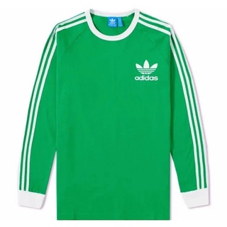 Adidas เสื้อยืด แขนยาว 3 ลาย สีเขียว