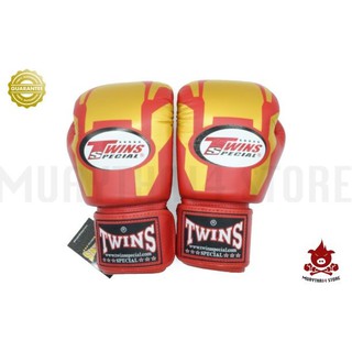 นวมชกมวย TWINS SPECIAL BOXING GLOVES FBGV 46 Tranformer Red / Gold นวมต่อยมวย หนังแท้ สีแดง ลายทรานฟอร์มเมอร์ ลายสีทอง