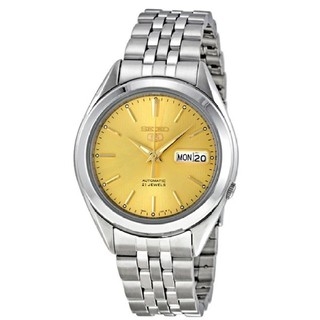 SEIKO 5 Automatic Mens Watch สีเงิน/สีทอง สายสแตนเลส รุ่น SNKL21K1