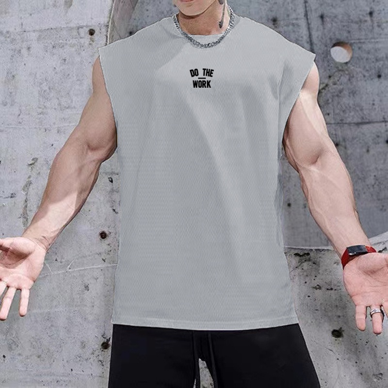 ใหม่ยิมแบรนด์บุรุษสวมใส่วิ่งตาข่ายเย็นเสื้อกล้ามแฟชั่นเสื้อกั๊กออกกําลังกายแขนกุดกีฬาออกกําลังกายเครื่องแต่งกาย Keep Fit เสื้อกล้าม