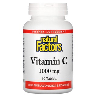 Natural Factors, Vitamin C, Plus Bioflavonoids &amp; Rosehips, 1,000 mg, 90 Tablets