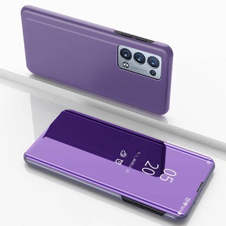 เคสโทรศัพท์กระจกพลิกเคสมือถือสีทึบที่สวยงาม OPPO Reno6 Pro Reno6Pro OPPOReno6 OPPOReno6Pro