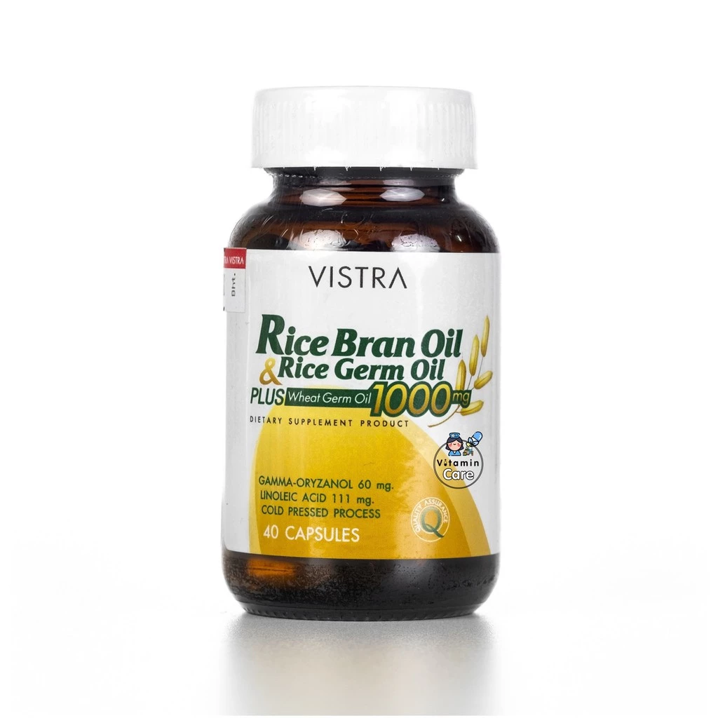 Exp.12/2028 (40 แคปซูล) น้ำมันรำข้าว Vistra Rice Bran Oil & Rice Germ Oil 1000mg