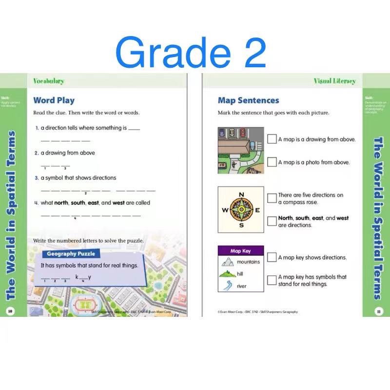 Evan-Moor Skill Sharpeners Geography PreK/Grade K/Grade 1/Grade 2/Grade3 🚛 In Stock - รูปที่ 3