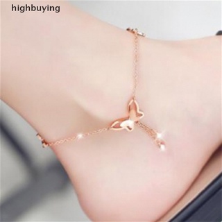 [highbuying] สร้อยข้อเท้า จี้ผีเสื้อ ประดับพลอยเทียม เครื่องประดับแฟชั่น สําหรับผู้หญิง เล่นโยคะ ชายหาด