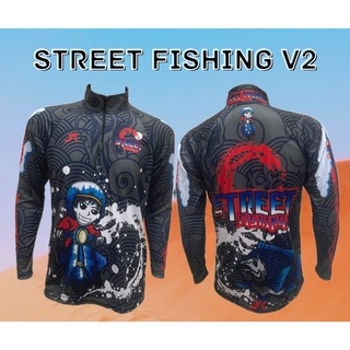 JK Thailand เสื้อตกปลา STREET FISHING V2 ป้องกันรังสี UV 80% แห้งเร็ว สีน้ำเงิน