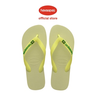 Havaianas รองเท้าแตะ โลโก้บราซิล สีเขียวมะนาว สําหรับผู้หญิง และผู้ชาย