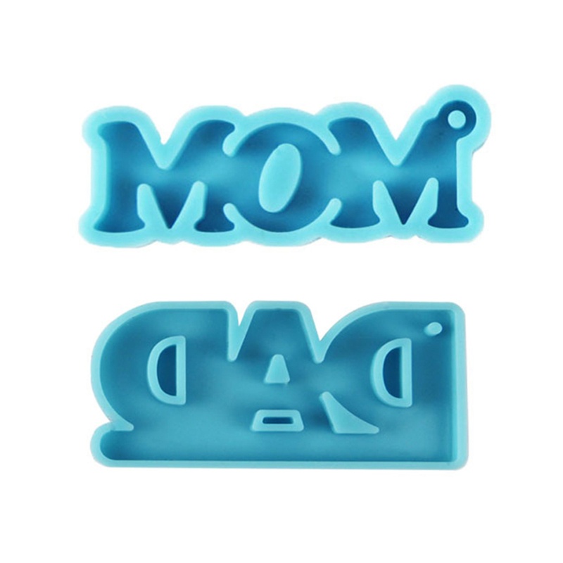 HO 2 ชิ้น DAD และ MOM พวงกุญแจอีพ็อกซี่เรซินแม่พิมพ์ต่างหูจี้ซิลิโคน Mould DIY เครื่องประดับสร้อยคอเ