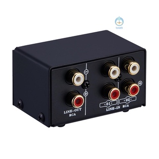 ♫ LINEPAUDIO Audio Switcher RCA 2 in 1 Out / 1 in 2 Out A/B Switch Stereo Audio Splitter Box with No Distortion RCA Jack for Switching Between Computer Speakers and Headphones