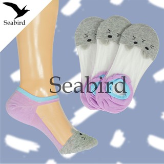 Seabirdถุงเท้าข้อสันตาข่าย แฟชั่นลายแมว  แพ็ค3คู่