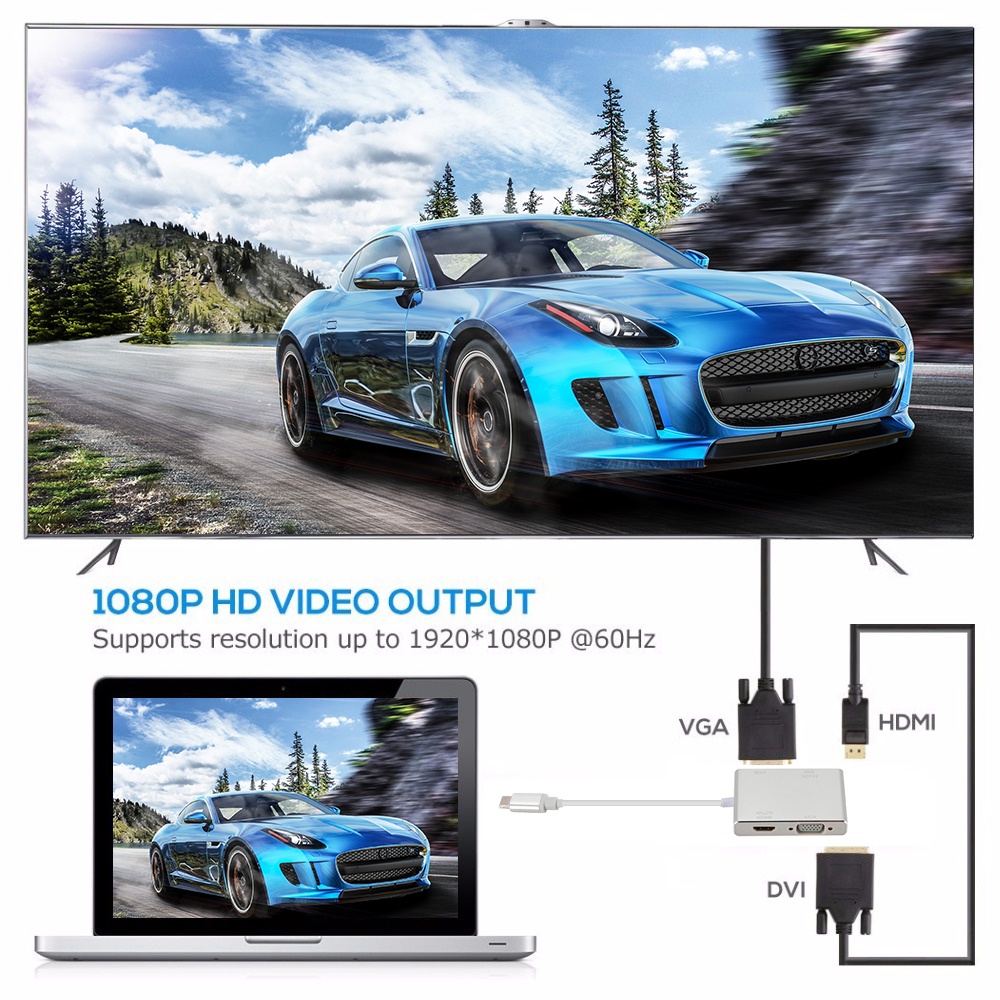 สายคอมพิวเตอร์ Hot 4 In 1 Usb 3.1 Usb C Type C To Hdmi-compatible Vga Dvi Usb 3.0 Adapter Cable For Laptop Apple Usb C #5