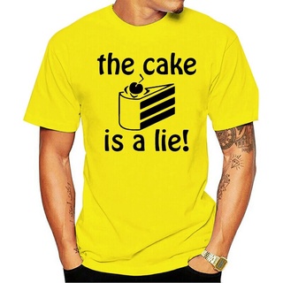 เสื้อยืดสีขาวเสื้อยืดแขนสั้น ผ้าฝ้าย พิมพ์ลาย The Cake Is A Lie สีดํา แฟชั่นสําหรับผู้ชายS-4XL