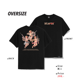 Fifty Cent ® เสื้อ Oversize ไซส์ใหญ่ รุ่น Heaven สีดำ ชาย หญิง M L / Os