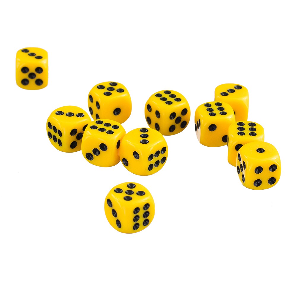 50 x 12 มม. ทึบแสงหกด้านลูกเต๋าเกม D6 RPG สีเหลือง