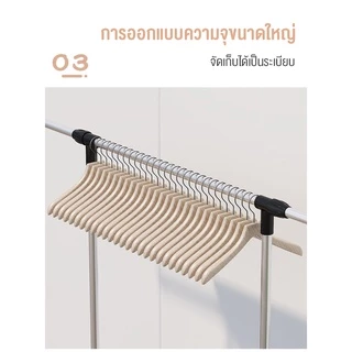 JJdaily2_Shop ราวตากผ้า สแตนเลส พับได้ คอนโด ลาวตากผ้า ที่ตากผ้า มีล้อ มีชั้นวางของด้านล่าง
