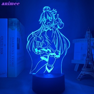 Konosuba โคมไฟกลางคืน Led ลายอนิเมะ 3d สําหรับตกแต่งห้องนอน ของขวัญวันเกิด