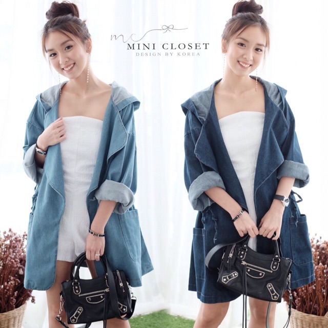 Oversized Hoody Jean Cardigan