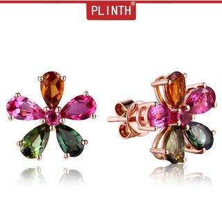 PLINTH เงินแท้ 925 Stud Earrings Rose เพชรพลอยแฟชั่นโคลเวอร์391