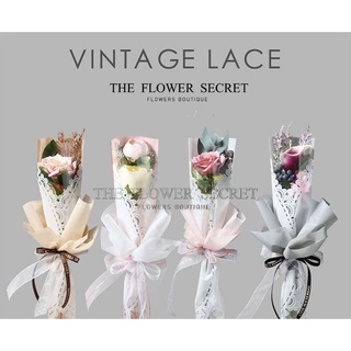 🌷[พร้อมส่ง 2วัน] ซองใส่ดอกไม้ Vintage lace ลายลูกไม้ ครบเซต