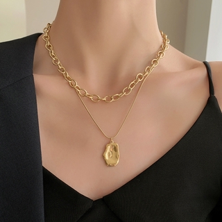 Retro Personality Double-layer Necklace Female Ins Niche Design Cold Wind Clavicle Chain Tide