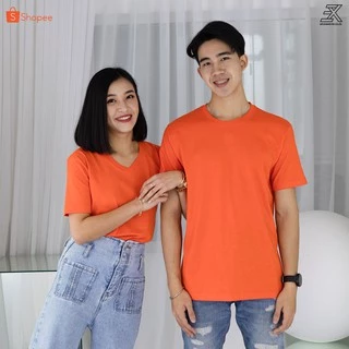 Expogarment เสื้อยืด คอกลม คอวี คอตตอน100% สีพื้น(ส้ม บานเย็น ม่วง เขียว) ไม่มีตะเข็บข้าง ไซส์S-2XL หดเกิน3%คืนเงิน