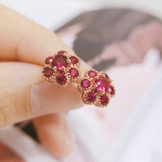 ZHOUYANG 2020 NEW โรแมนติกดอกไม้ Stud Earrings สำหรับผู้หญิงเล็ก ๆ น้อย ๆ น่ารักสีแดง AAA + CZ ของขวัญวันเกิดสำหรับสาวแฟชั่นเครื่องประดับ E134