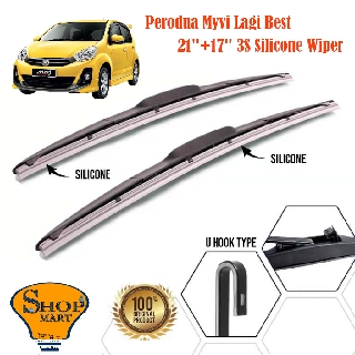 Myvi Lagi Best ที่ปัดน้ําฝน 3 ส่วน Mugen ที่ปัดน้ําฝน ซิลิโคนนุ่ม ไฮบริด ที่ปัดน้ําฝน ไร้กระดูก ที่ปัดน้ําฝนกระจกรถยนต์ 21 นิ้ว + 17 นิ้ว