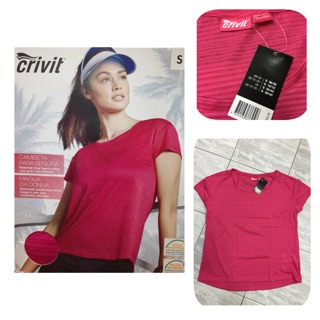 เสื้อออกกำลังกายผู้หญิง แบรนด์ crivit สีชมพูสดใส