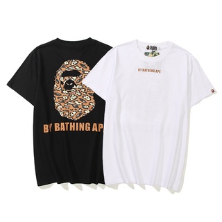 Bape เสื้อยืดลําลองสําหรับ Unisex ผ้าฝ้ายแขนสั้นคอกลมพิมพ์ลายขนาดใหญ่