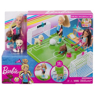 Barbie™ Chelsea™ Doll with Soccer Playset and Accessories ตุ๊กตา บาร์บี้ เชลล์ซี ชุดเล่นฟุตบอล GHK37