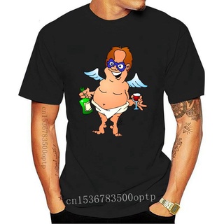 [S-5XL] เสื้อยืด ลาย Angel Have a glass of wine kers สําหรับผู้ชาย