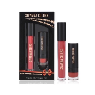 [ เหลือ 66.- โค้ดDETAPR25 ]Sivanna Colors Noir Mattes Collection Lipstick and Lip Gloss 2in1 HF393 ของแท้ 100%