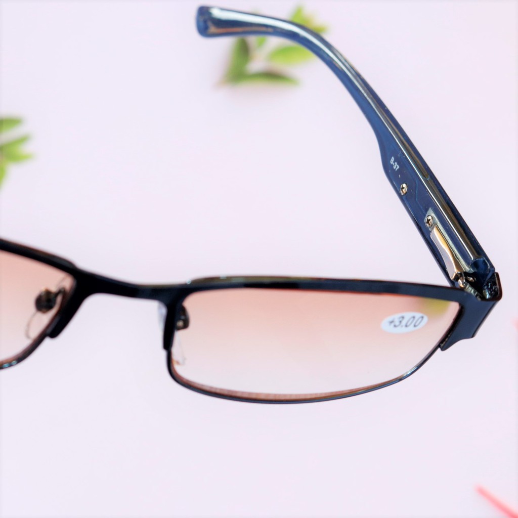แว่นสายตายาว เลนส์ชาไล่ กรอบโลหะ ขาพลาสติกสปริง ทรงเหลี่ยม 807 - รูปที่ 3