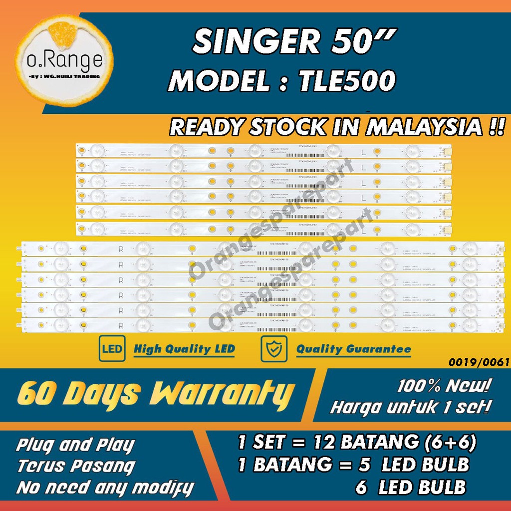 50" BACKLIGHT (TV TLE500 LIGHT) SINGER 50 INCH LED TV Mla9 " ( LIGHT)