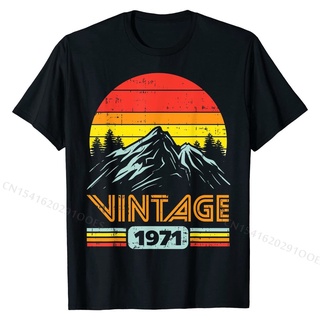 เสื้อยืดผู้ชาย90 - วินเทจ 1971 ภูเขาย้อนยุคอายุ 50 ปีของขวัญวันเกิดครบรอบ 50 ปี บริษัท เสื้อยืดแน่น