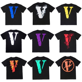 [Vlone แขนสั้น] เสื้อยืดสะท้อนแสงบิ๊ก V จำกัด Edison Chen Wang Yibo สไตล์เดียวกันชายและหญิงคู่แขนสั้นหลวมและสบาย