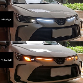 แถบไฟหน้ารถยนต์ LED DRL 12V กันน้ํา ยืดหยุ่น สีขาว สีเหลือง 2 ชิ้น