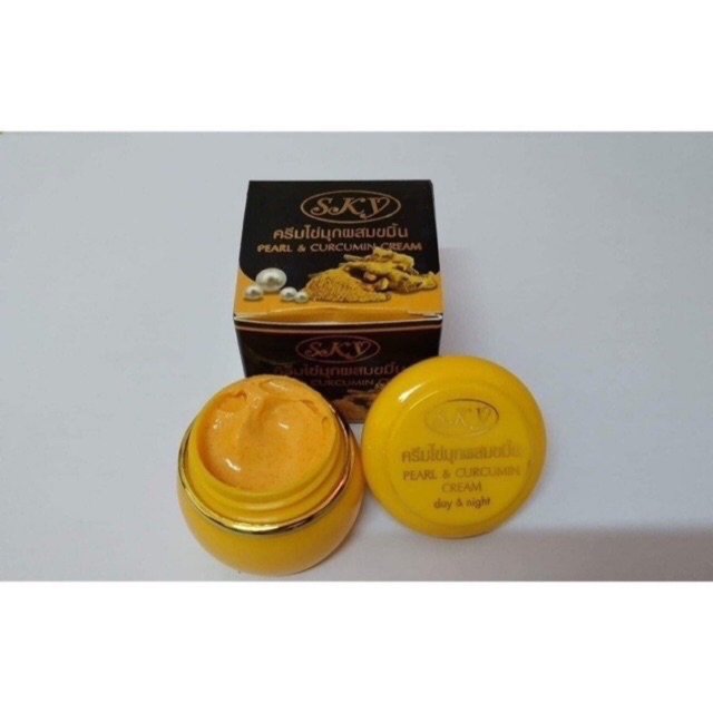 ครีมไข่มุกผสมขมิ้น สกาย Pearl & Curcumin Cream SKY