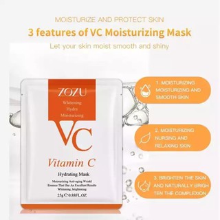 มาร์คหน้า ZOZU VC Mask Vitamin C มาส์กวิตามินซีหน้าขาวกระจ่างใส หน้าเนียนนุ่มชุ่มชื้น ลดริ้วรอย มาร์คหน้า มาส์กหน้า