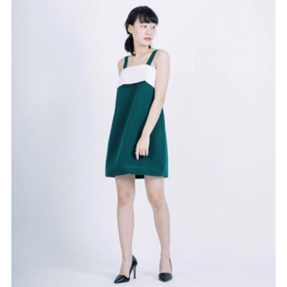 TED Lyra dress เดรสสั้น  ทูโทน สีขาวเขียว