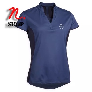 เสื้อโปโลผู้หญิงผ้าตาข่ายแขนสั้นสำหรับขี่ม้า FOUGANZA WOMENS SHORT-SLEEVED MESH HORSE RIDING POLO SHIRT 500