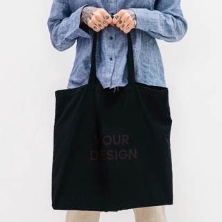 สั่งซื้อล่วงหน้า กระเป๋าสะพายไหล่ผ้าฝ้ายพิมพ์ลายแบบกำหนดเอง  Preorder Custom Silk-Screen Printed Cotton Shoulder Bag