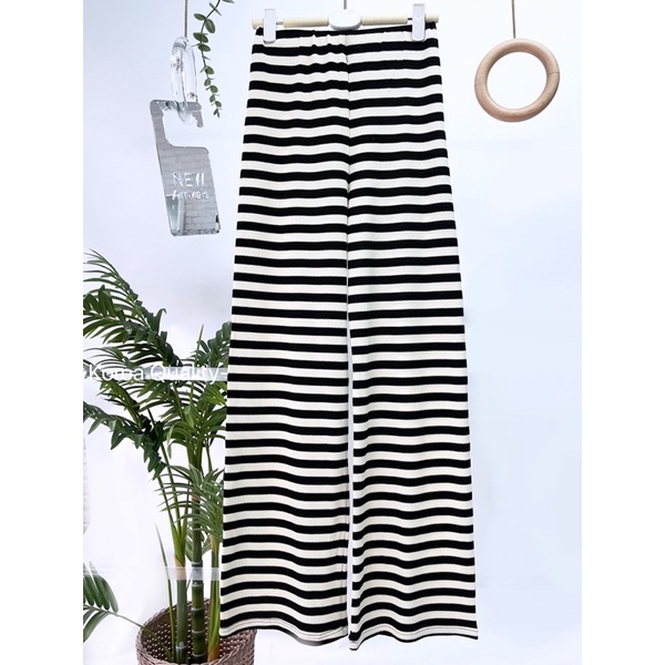 RIBBED COTTON STRIPED PANTS