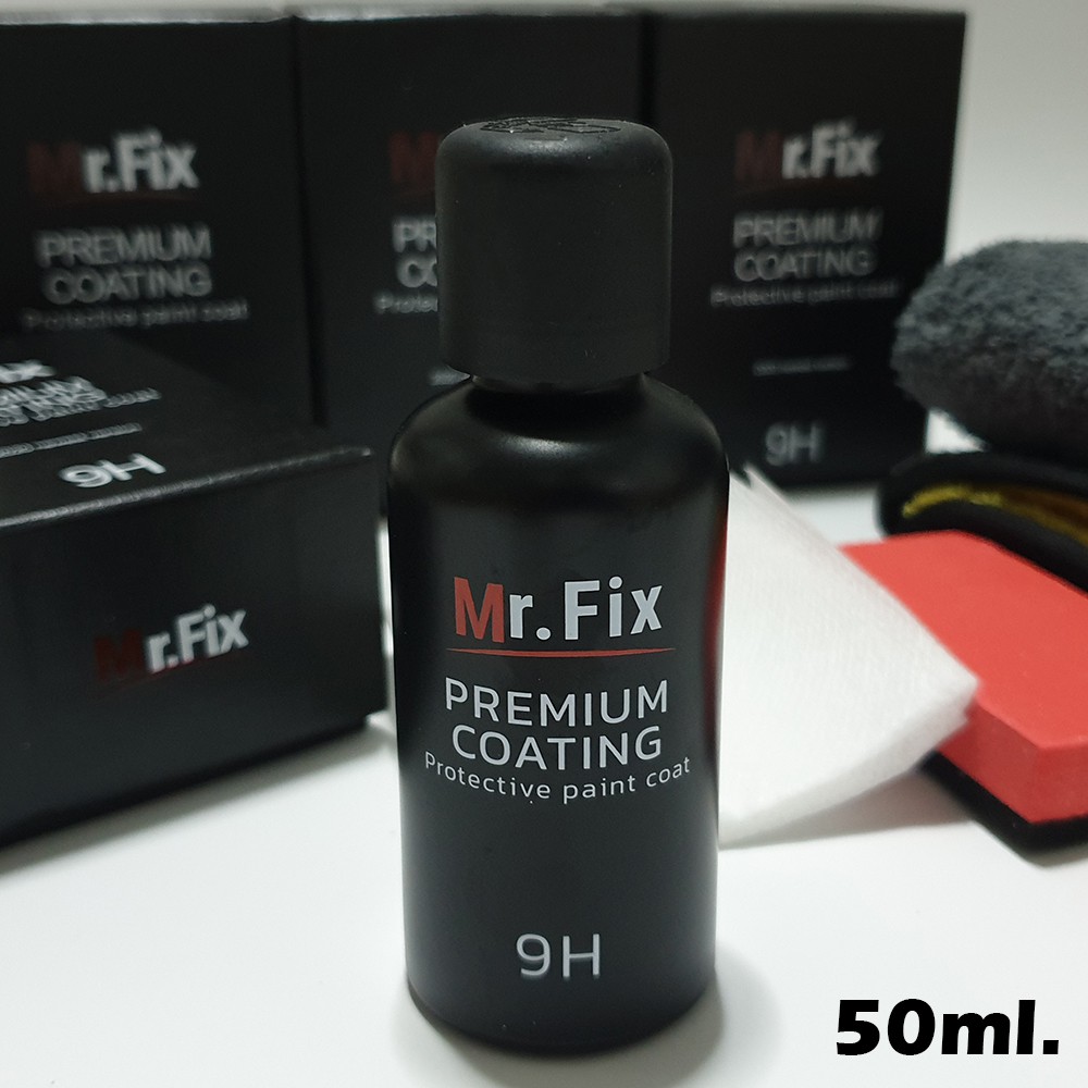 น้ำยาเคลือบแก้ว ของแท้ MR.FIX 9H Black Premium Coating 50ml. แถมฟรีผ้าไมโครไฟเบอร์ ชนิดหนานุ่ม 600GS