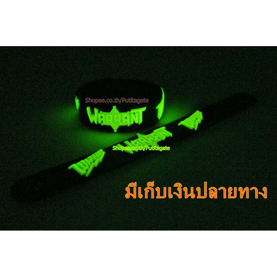 WARRANT  Wristband ริสแบนด์ เรืองแสง กำไลยาง ของสะสม ปั๊มนูน วงร็อค pg402 สินค้าแฟชั่น