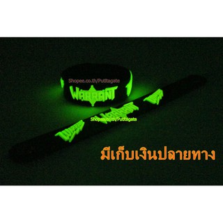 WARRANT  Wristband ริสแบนด์ เรืองแสง กำไลยาง ปั๊มนูน วงร็อค pg402 สินค้าแฟชั่น