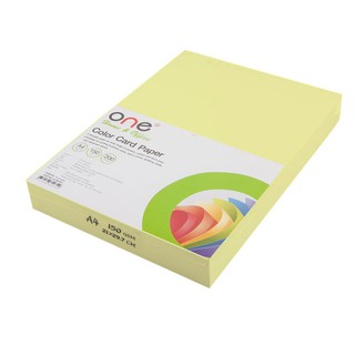 กระดาษการ์ดสี A4 150แกรม สีเหลือง 200 แผ่น/แพ็ค ONE A4 color card paper, 150 grams yellow color, 200 sheets / pack, ONE